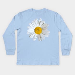 White marguerite blossom on light blue Kids Long Sleeve T-Shirt